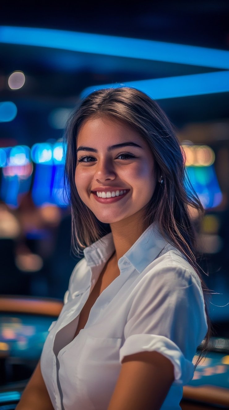Meja dealer langsung dengan tampilan multi-kamera blackjack